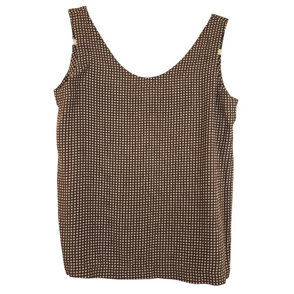 M The Limited Y2K Retro Brown Cream Square Sleeveless Top Size XS Side Buttons - Picture 1 of 10